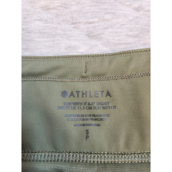 Athleta Women's Green Solid High Rise Run With It 4.5" Athletic Short Size Small - Picture 3 of 7